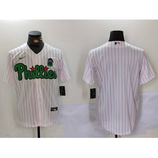 Men's Philadelphia Phillies Blank White Green Cool Base Stitched Jersey - Ujersey