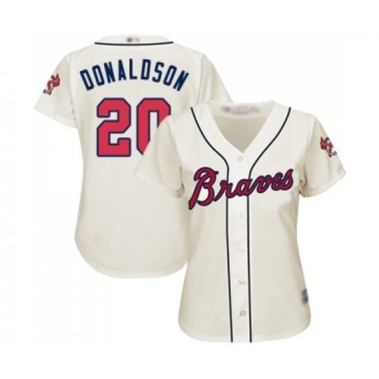 Women's Atlanta Braves #20 Josh Donaldson Replica Cream Alternate 2 Cool Base Baseball Jersey - Ujersey