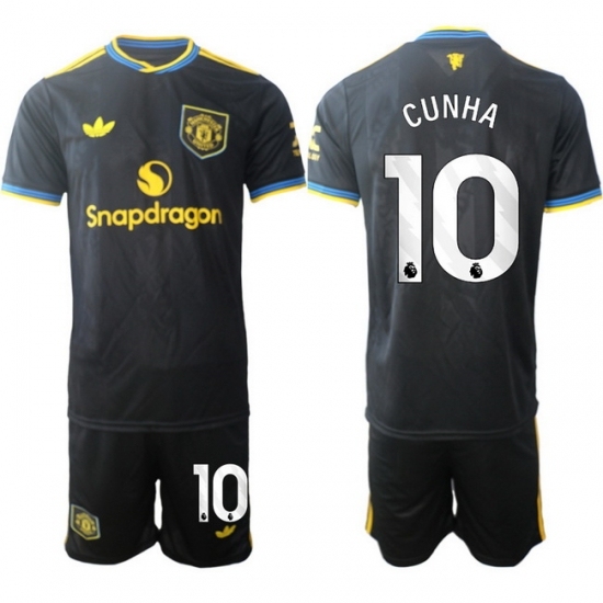 Men Manchester United 2026 Soccer Jerseys Black #10 CUNHA