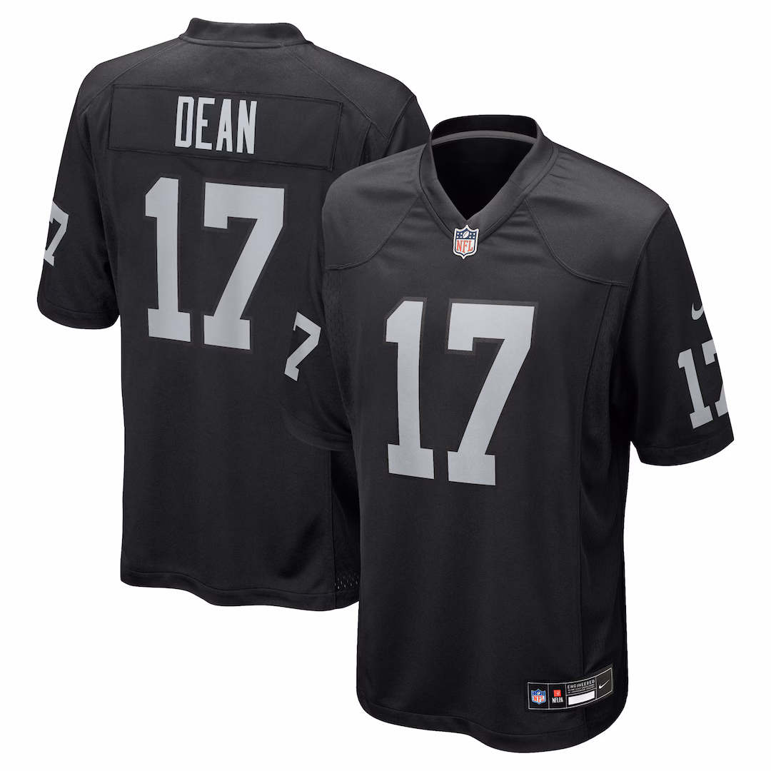 Men's Las Vegas Raiders Nakobe Dean Nike Black Team Game Jersey - Ujersey