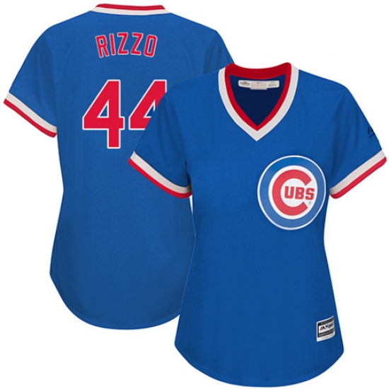 Women's Majestic Chicago Cubs #44 Anthony Rizzo Replica Royal Blue Cooperstown MLB Jersey - Ujersey