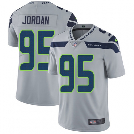 Men's Nike Seattle Seahawks #95 Dion Jordan Grey Alternate Vapor Untouchable Limited Player NFL Jersey - Ujersey