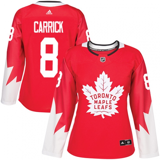 Women's Adidas Toronto Maple Leafs #8 Connor Carrick Authentic Red Alternate NHL Jersey - Ujersey