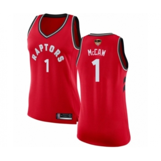 Women's Toronto Raptors #1 Patrick McCaw Swingman Red 2019 Basketball Finals Bound Jersey - Icon Edition - Ujersey