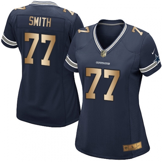 Women's Nike Dallas Cowboys #77 Tyron Smith Elite Navy/Gold Team Color NFL Jersey - Ujersey