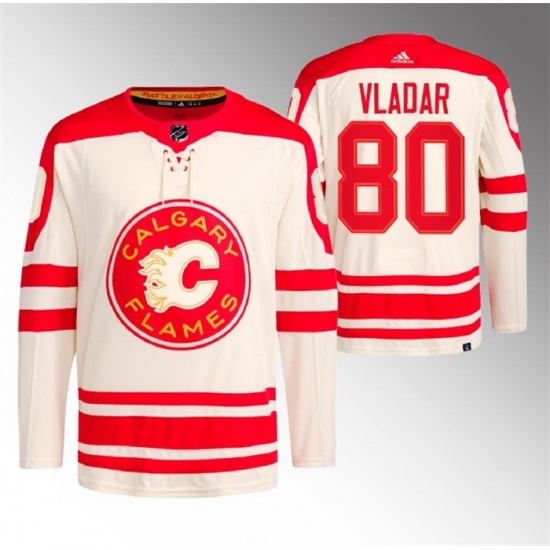 Men's Calgary Flames #80 Daniel Vladar 2023 Cream Heritage Classic Primegreen Stitched Jersey - Ujersey