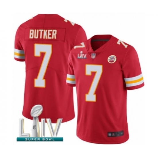 Youth Kansas City Chiefs #7 Harrison Butker Red Team Color Vapor Untouchable Limited Player Super Bowl LIV Bound Football Jersey - Ujersey