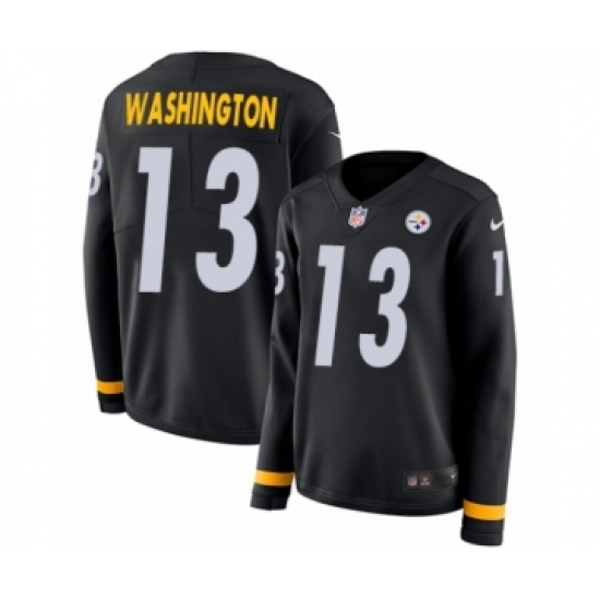 Women's Nike Pittsburgh Steelers #13 James Washington Limited Black Therma Long Sleeve NFL Jersey - Ujersey