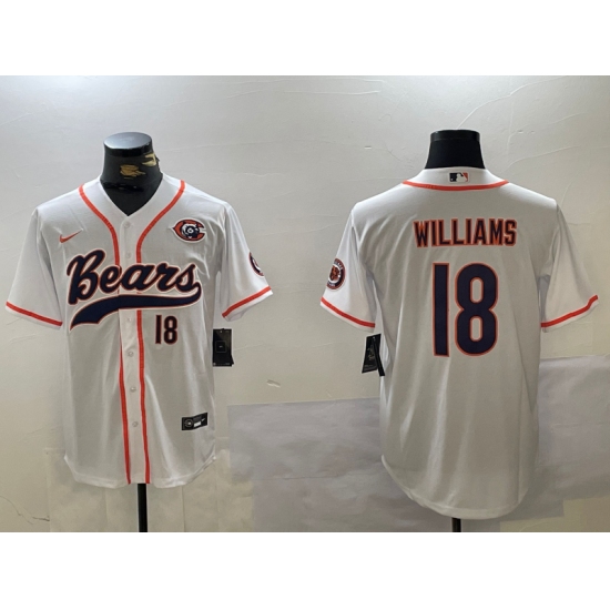 Men's Chicago Bears #18 Caleb Williams Number White Throwback With Cool Base Stitched Baseball Jersey - Ujersey