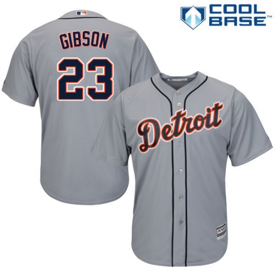 Men's Majestic Detroit Tigers #23 Kirk Gibson Replica Grey Road Cool Base MLB Jersey - Ujersey