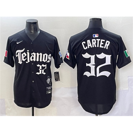 Men's Texas Rangers #32 Evan Carter Black Mexico 2025 Vapor Premier Limited Stitched Baseball Jersey - Ujersey