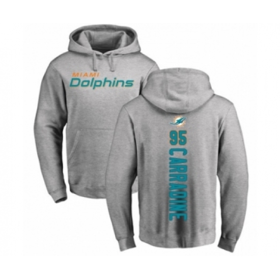Football Miami Dolphins #95 Tank Carradine Ash Backer Pullover Hoodie - Ujersey