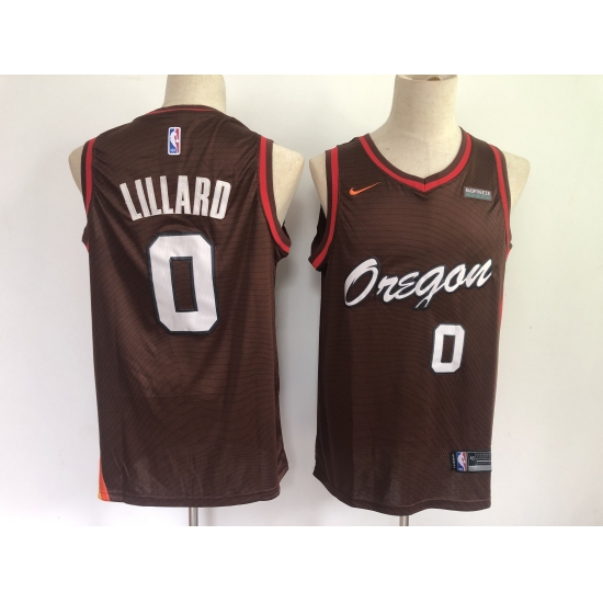 Men's Portland Trail Blazers #0 Damian Lillard Brown City Player Jersey - Ujersey