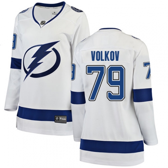 Women's Tampa Bay Lightning #79 Alexander Volkov Fanatics Branded White Away Breakaway NHL Jersey - Ujersey