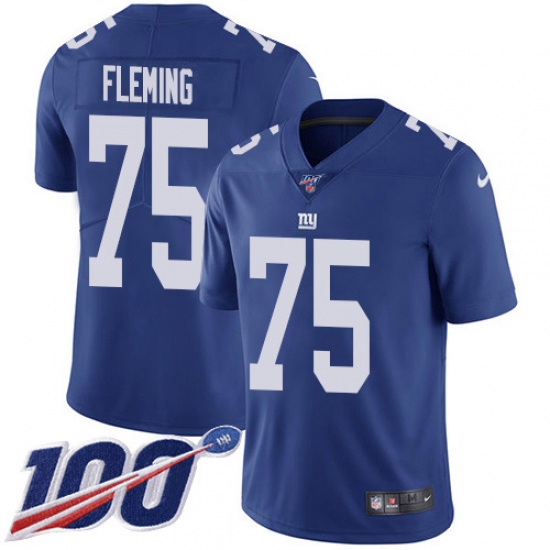 Youth New York Giants #75 Cameron Fleming Royal Blue Team Color Stitched 100th Season Vapor Untouchable Limited Jersey - Ujersey