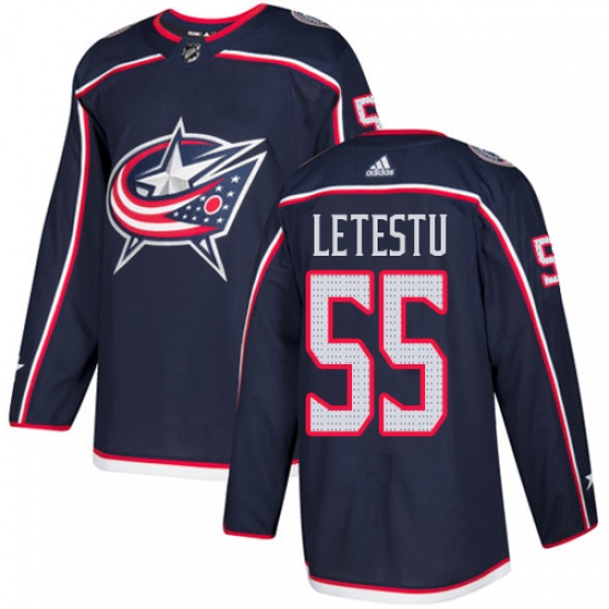 Men's Adidas Columbus Blue Jackets #55 Mark Letestu Authentic Navy Blue Home NHL Jersey - Ujersey