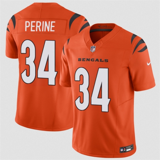 Men's Cincinnati Bengals #34 Samaje Perine Orange 2025 F.U.S.E. Vapor Untouchable Limited Stitched Football Jersey - Ujersey