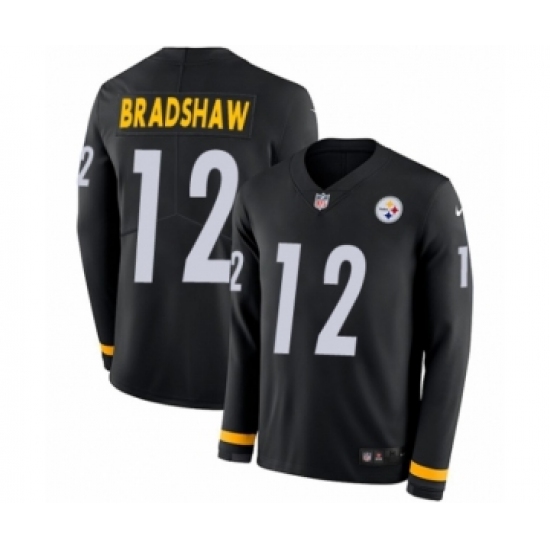 Youth Nike Pittsburgh Steelers #12 Terry Bradshaw Limited Black Therma Long Sleeve NFL Jersey - Ujersey