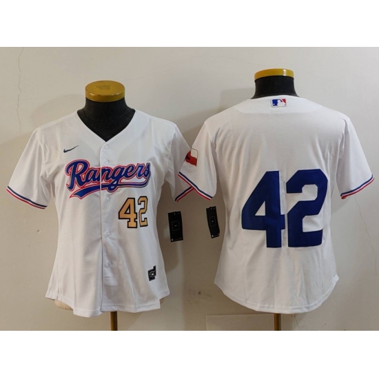 Women's Texas Rangers #42 Jackie Robinson White Cool Base Stitched Baseball Jerseys - Ujersey