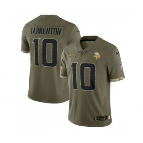 Men's Minnesota Vikings #10 Fran Tarkenton 2022 Olive Salute To Service Limited Stitched Jersey - Ujersey