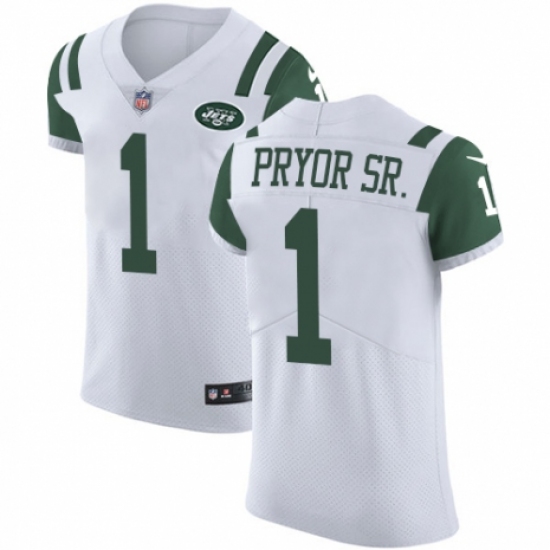 Men's Nike New York Jets #1 Terrelle Pryor Sr. White Vapor Untouchable Elite Player NFL Jersey - Ujersey