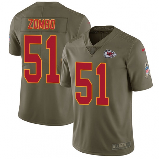 Men's Nike Kansas City Chiefs #51 Frank Zombo Limited Olive 2017 Salute to Service NFL Jersey - Ujersey