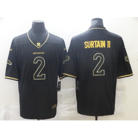 Men's Denver Broncos #2 Patrick Surtain II Nike Black Gold Draft First Round Pick Leopard Jersey - Ujersey