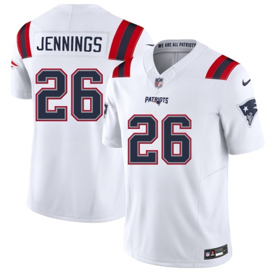 Men's New England Patriots #26 Terrell Jennings White 2025 F.U.S.E. Vapor Limited Stitched Jersey - Ujersey