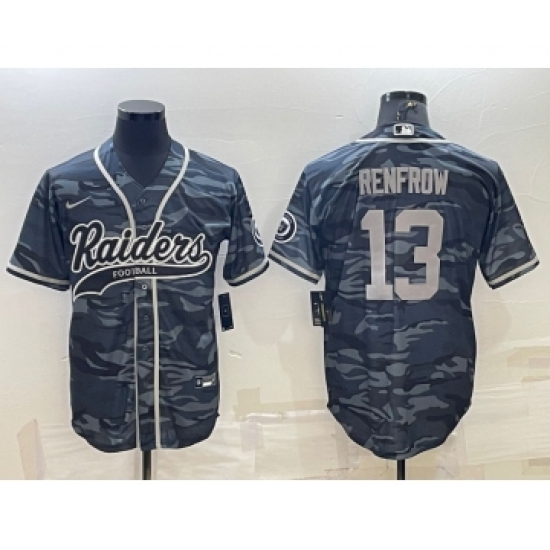 Men's Las Vegas Raiders #13 Hunter Renfrow Grey Camo With Patch Cool Base Stitched Baseball Jersey - Ujersey