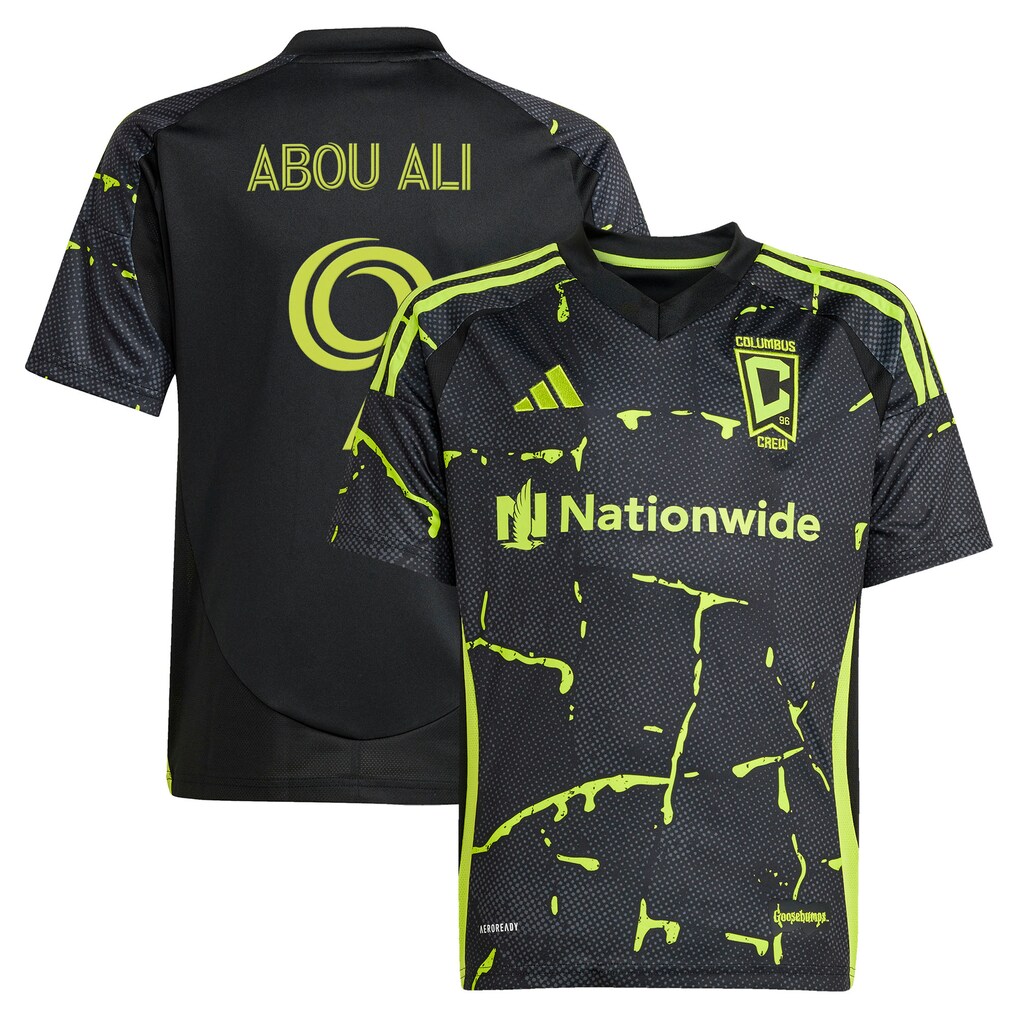 Youth Columbus Crew Wessam Abou Ali adidas Black 2025 The Goosebumps Kit Replica Jersey - Ujersey