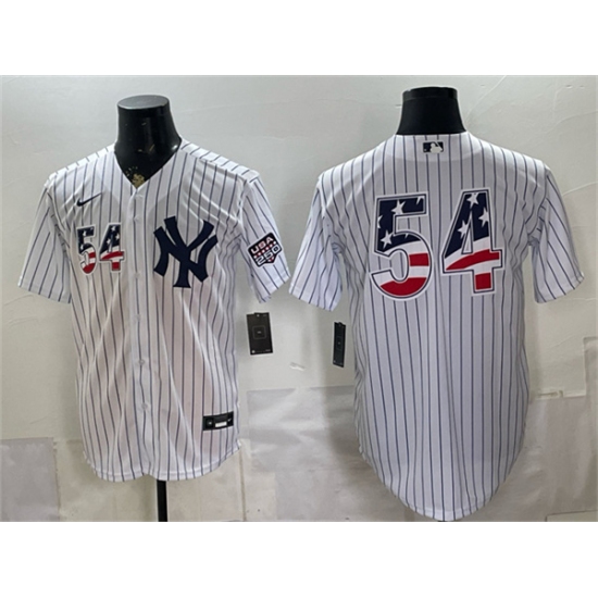 Men's New York Yankees #54 Max Fried White 2026 USA 250 Fourth of July Home Stadium Stitched Baseball Jersey - Ujersey