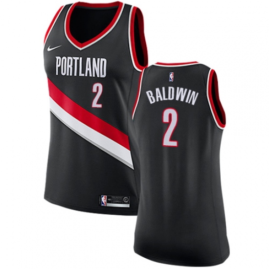 Women's Nike Portland Trail Blazers #2 Wade Baldwin Authentic Black NBA Jersey - Icon Edition - Ujersey
