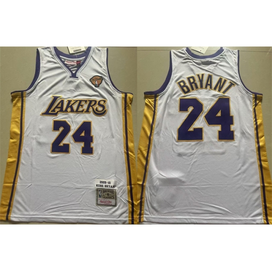 Men's Los Angeles Lakers #24 Kobe Bryant White 2009-10 Stitched Throwback Basketball Jersey - Ujersey
