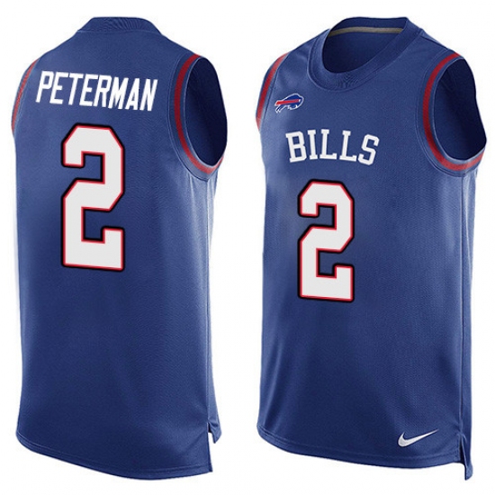 Men's Nike Buffalo Bills #2 Nathan Peterman Limited Royal Blue Player Name & Number Tank Top NFL Jersey - Ujersey