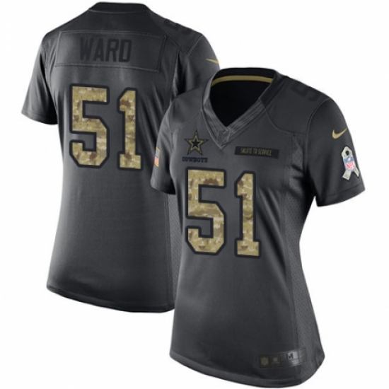 Women's Nike Dallas Cowboys #51 Jihad Ward Limited Black 2016 Salute to Service NFL Jersey - Ujersey