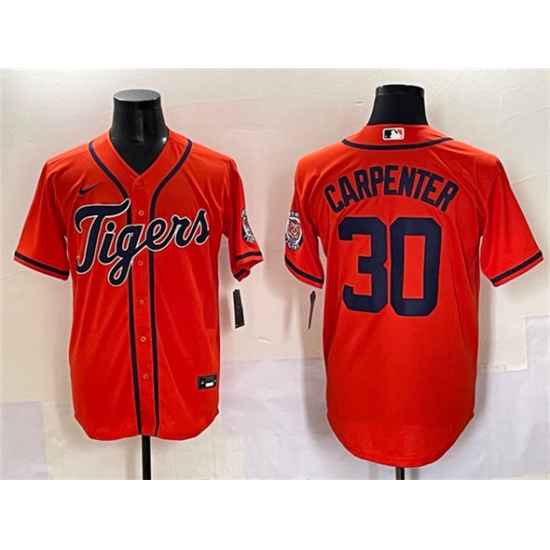 Men's Detroit Tigers #30 Kerry Carpenter Orange With Cool Base Stitched Baseball Jersey - Ujersey