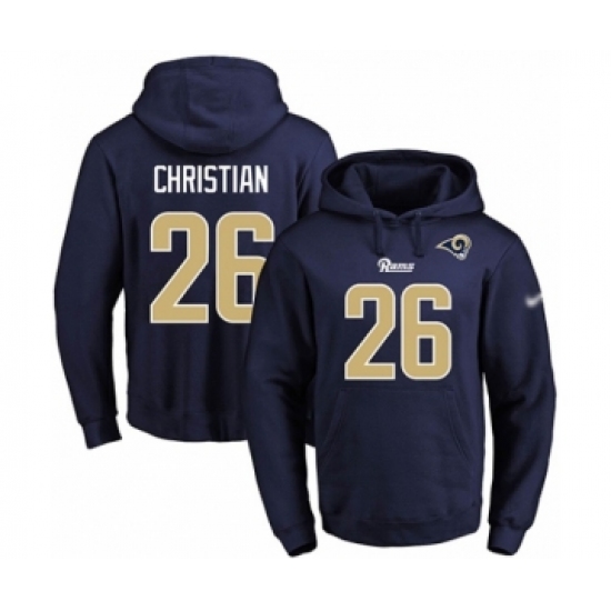 Football Men's Los Angeles Rams #26 Marqui Christian Navy Blue Name & Number Pullover Hoodie - Ujersey NHL