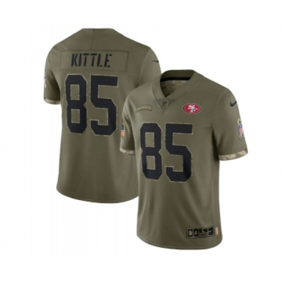 Men's San Francisco 49ers #85 George Kittle 2022 Olive Salute To Service Limited Stitched Jersey - Ujersey