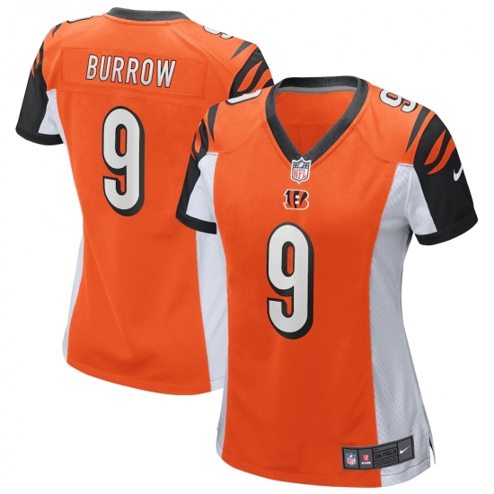 Women's Cincinnati Bengals #9 Joe Burrow Nike Orange 2020 NFL Draft First Round Pick Game Jersey.webp - Ujersey