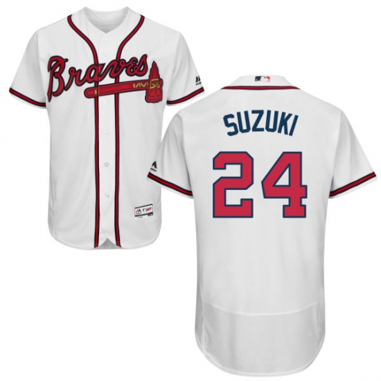 Men's Majestic Atlanta Braves #24 Kurt Suzuki White Flexbase Authentic Collection MLB Jersey - Ujersey