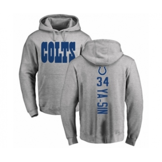 Football Indianapolis Colts #34 Rock Ya-Sin Ash Backer Pullover Hoodie - Ujersey