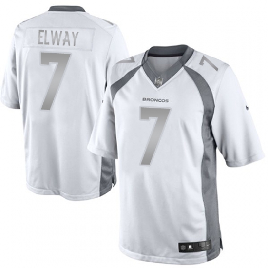 Men's Nike Denver Broncos #7 John Elway Limited White Platinum NFL Jersey - Ujersey