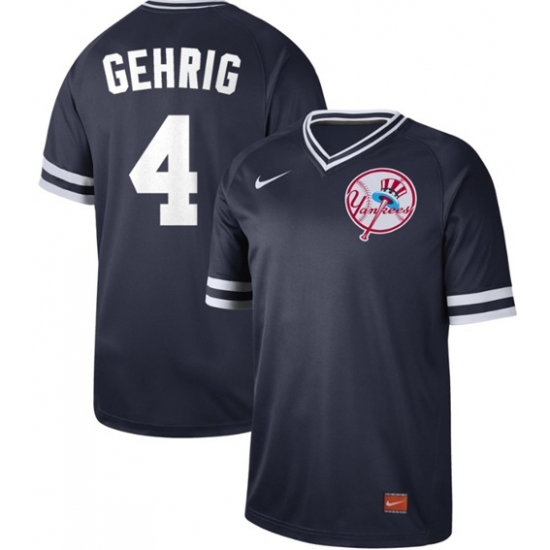 Men's Nike New York Yankees #4 Lou Gehrig Navy Authentic Cooperstown Collection Stitched Baseball Jersey - Ujersey