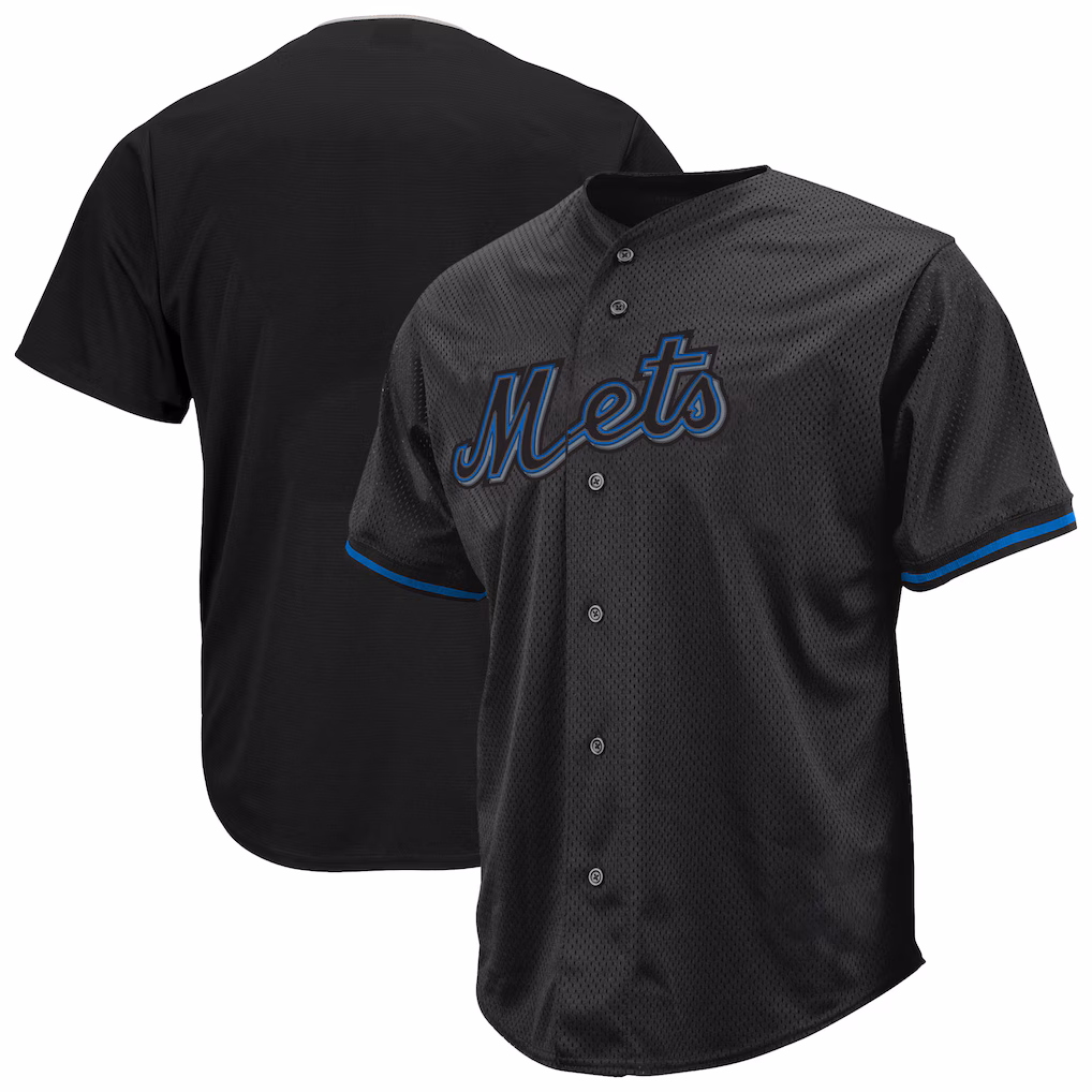 Men's New York Mets Profile Black Big & Tall Pop Fashion Jersey - ujerseystore