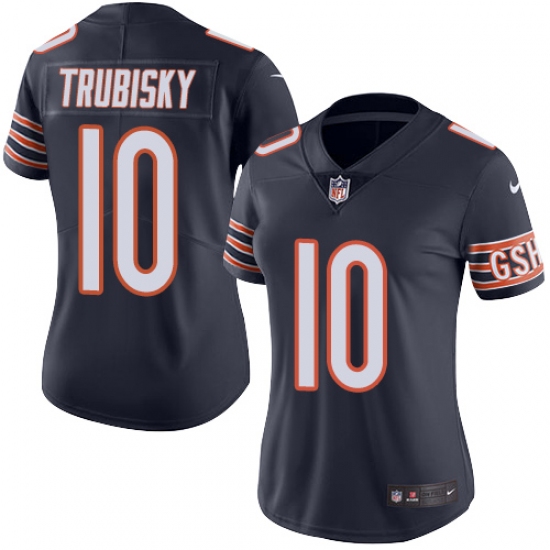 Women's Nike Chicago Bears #10 Mitchell Trubisky Navy Blue Team Color Vapor Untouchable Limited Player NFL Jersey - Ujersey