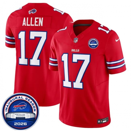 Men's Buffalo Bills #17 Josh Allen Red F.U.S.E. 2026 Inaugural Season at Highmark Stadium Football Stitched Jersey - Ujersey