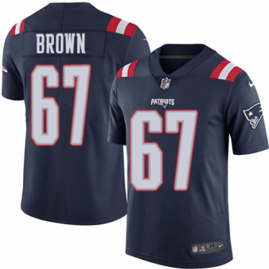 Youth Nike New England Patriots #67 Trent Brown Limited Navy Blue Rush Vapor Untouchable NFL Jersey - Ujersey