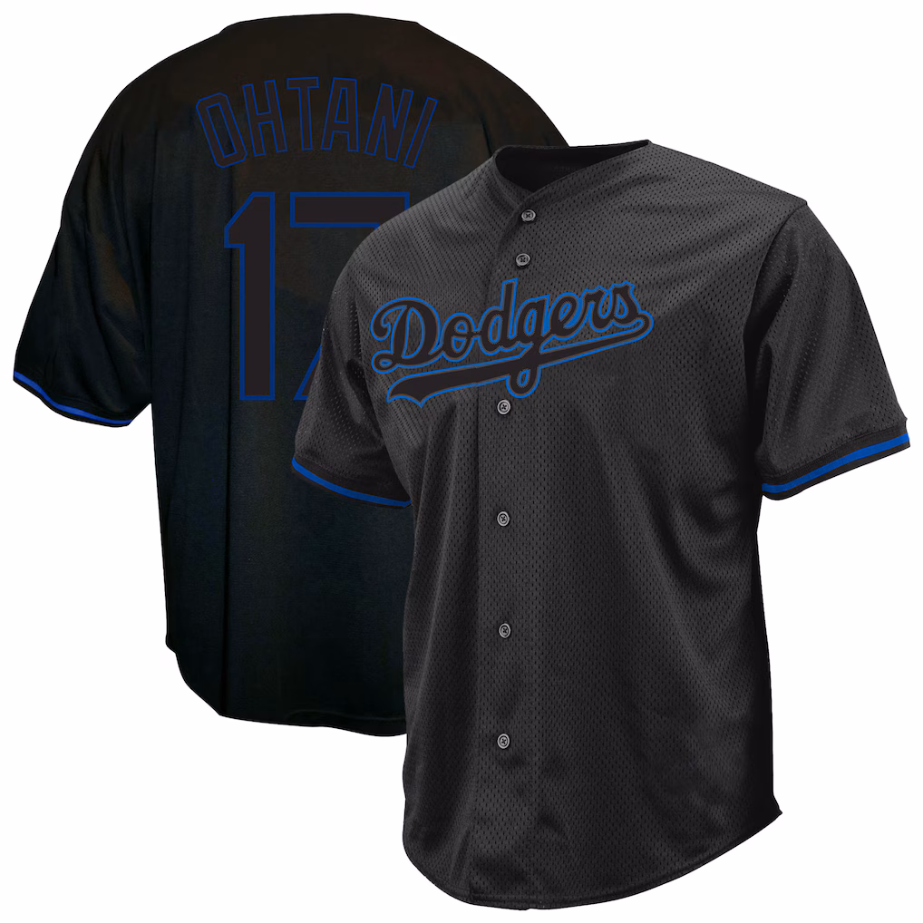 Men's Los Angeles Dodgers Shohei Ohtani Profile Black Big & Tall Pop Fashion Jersey - ujerseystore