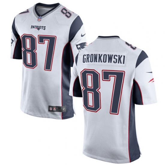 Men's Nike New England Patriots #87 Rob Gronkowski Game White NFL Jersey - Ujersey