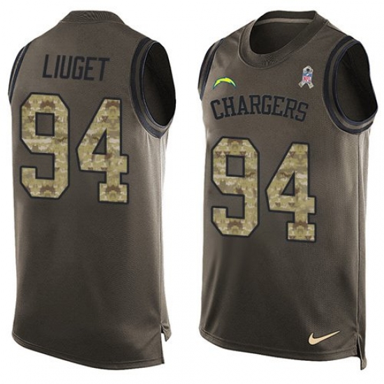 Men's Nike Los Angeles Chargers #94 Corey Liuget Limited Green Salute to Service Tank Top NFL Jersey - Ujersey